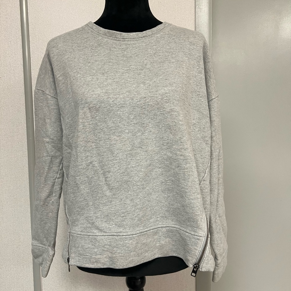 Athleta Cozy Gray Sweatshirt with Side Zipper